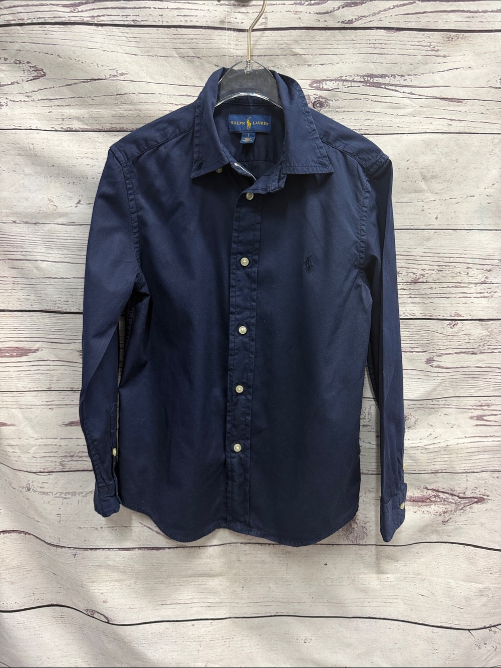 Ralph Lauren Navy Button-Down Long Sleeve Shirt Size 7
